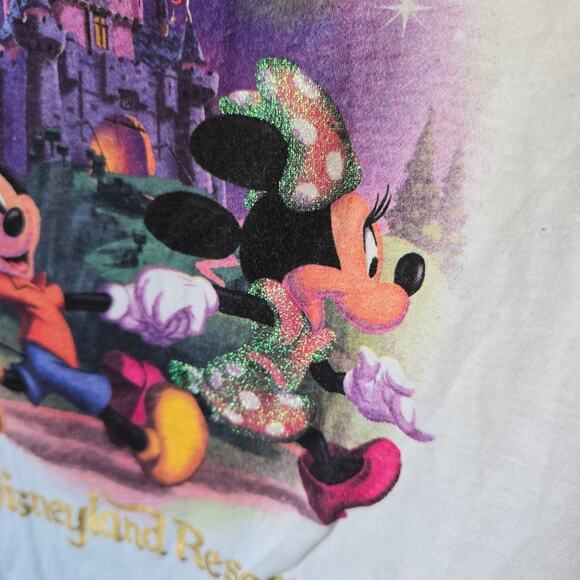 Disney Parks Disneyland Resort Glitter Baseball Tee size Large Mickey Minnie - Picture 5 of 7